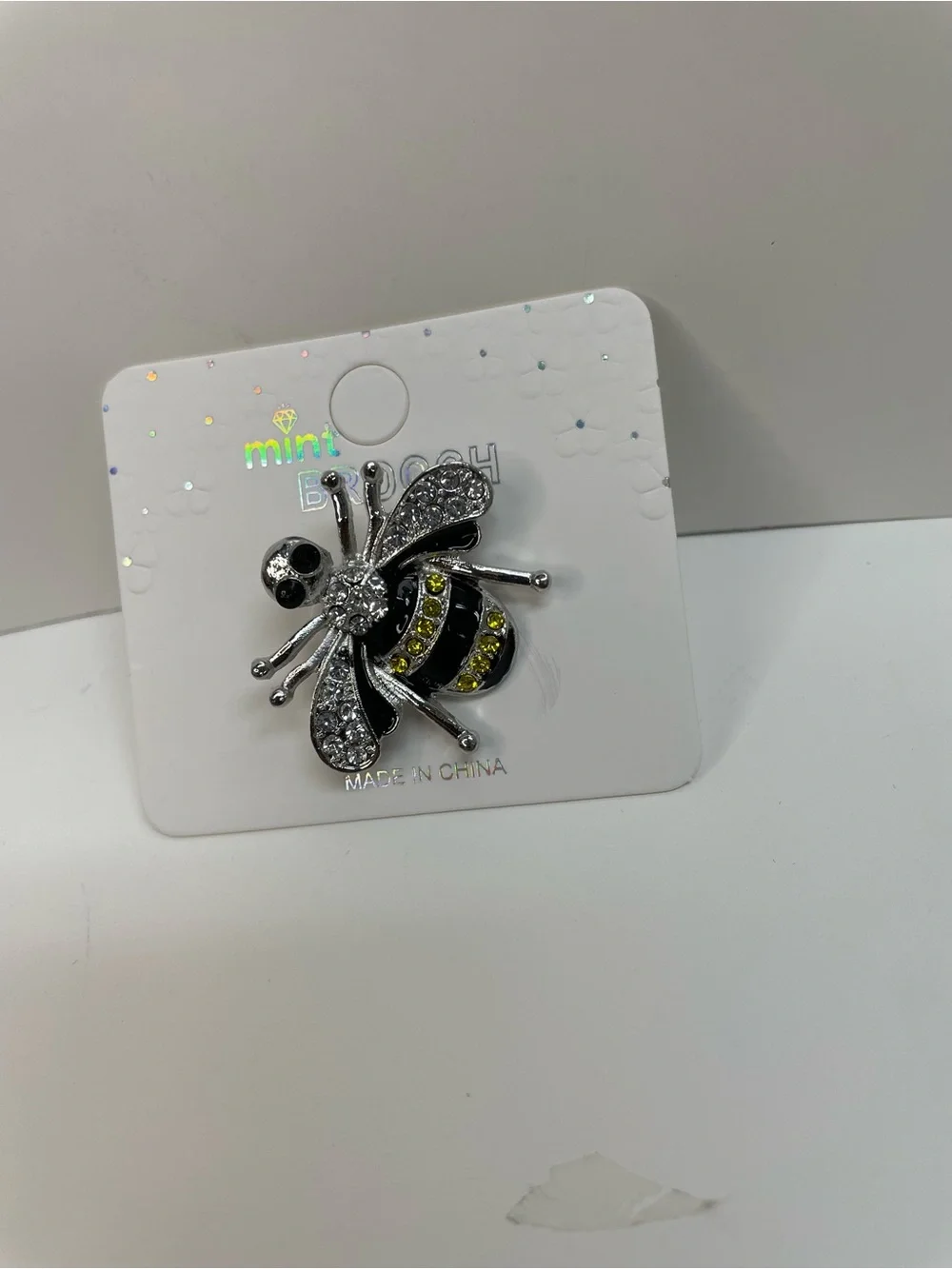 Bee Brooch in Silver, Black and Yellow NWT